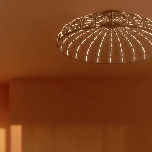 Lampada a soffitto rivestita in tessuto Skynest C di Flos