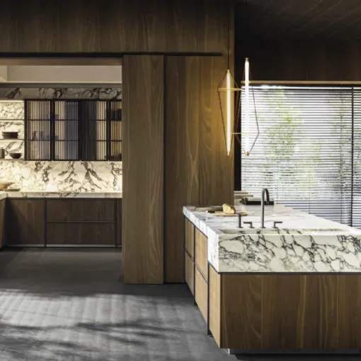 Cucina Design con penisola Intersection in Rovere Thermo di Molteni & C